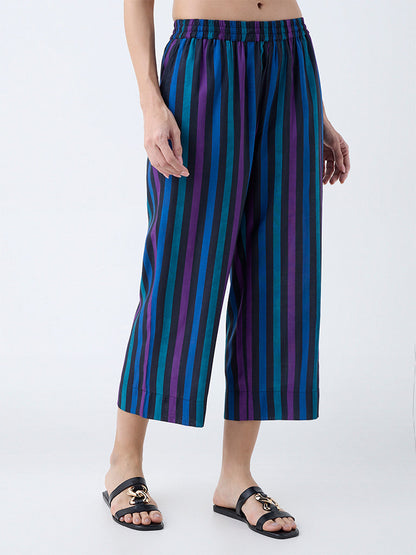 Utsa Blue Stripes Ethnic Pants