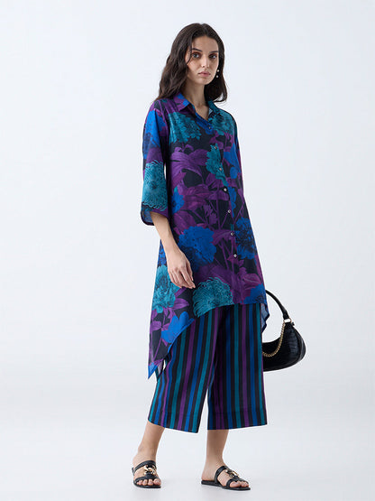 Utsa Blue Stripes Ethnic Pants