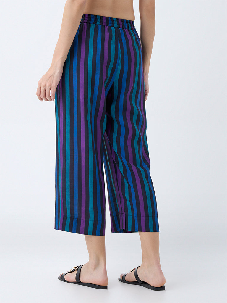 Utsa Blue Stripes Ethnic Pants