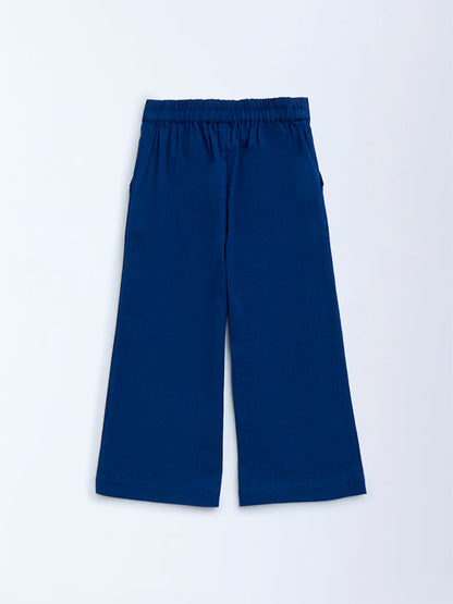 Utsa Kids Navy Solid Cotton-Blend Ethnic Pants - (2-8yrs)
