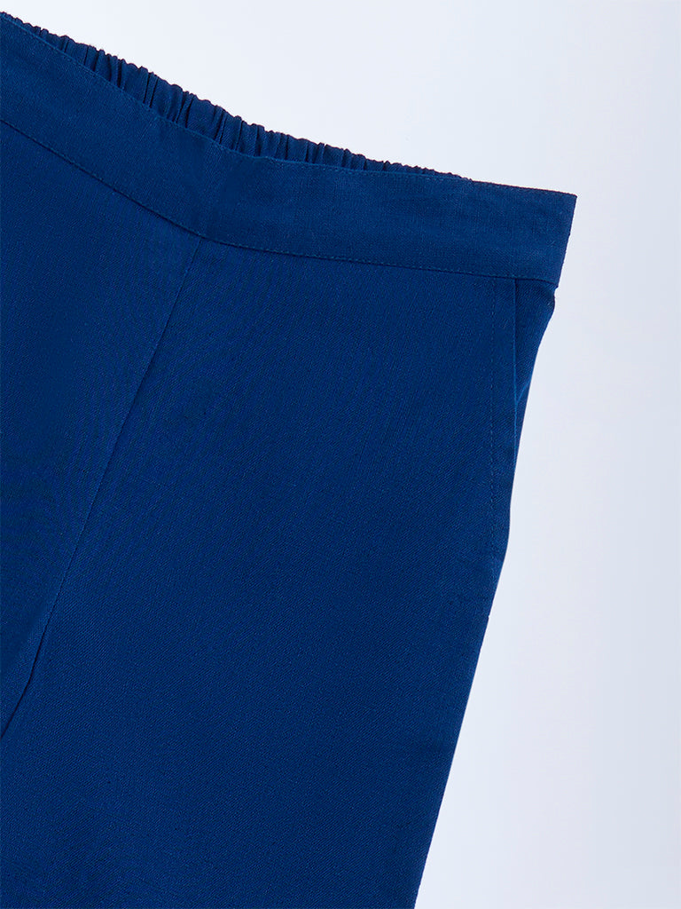 Utsa Kids Navy Solid Cotton-Blend Ethnic Pants - (2-8yrs)