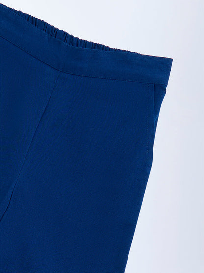 Utsa Kids Navy Solid Cotton-Blend Ethnic Pants - (2-8yrs)