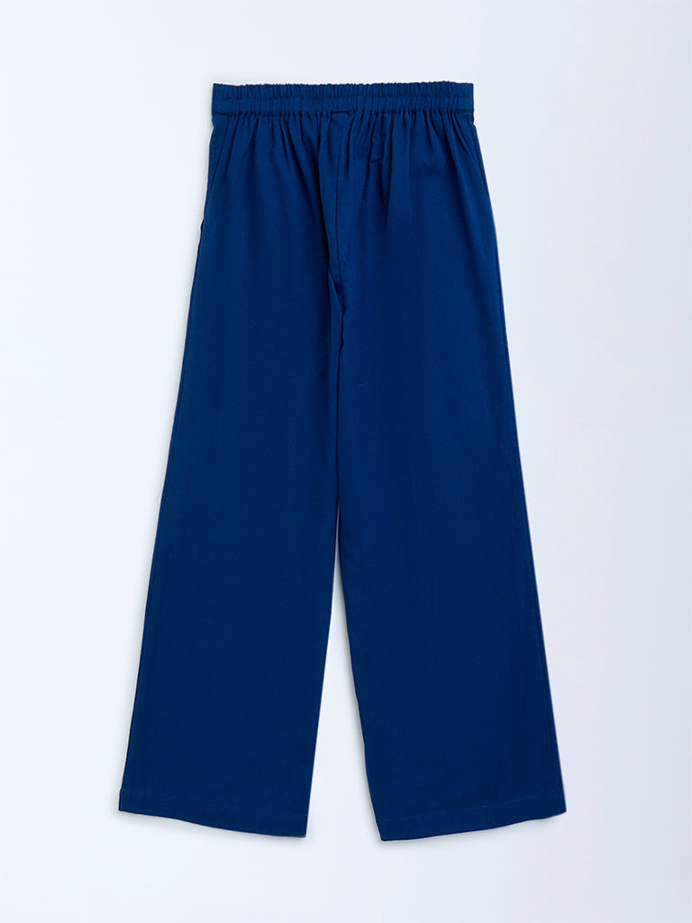 Utsa Kids Navy Solid Cotton-Blend Ethnic Pants - (8-14yrs)