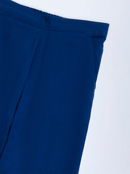 Utsa Kids Navy Solid Cotton-Blend Ethnic Pants - (8-14yrs)