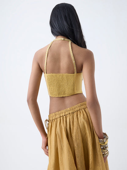 Vark Gold Sequin Embellished Blouse