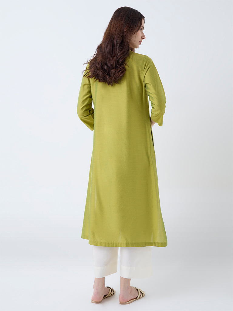 Utsa Lime Sequin Embellished A-Line Kurta