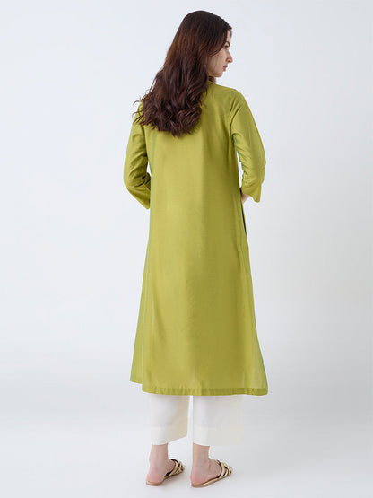 Utsa Lime Sequin Embellished A-Line Kurta