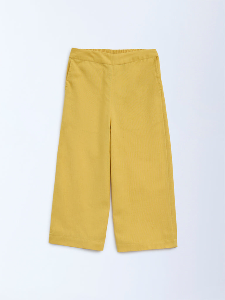 Utsa Kids Yellow Solid Cotton Ethnic Pants - (2-8yrs)
