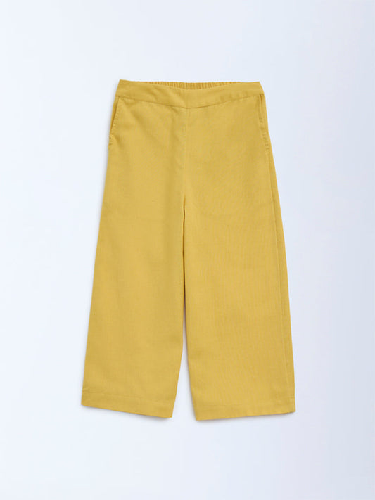 Utsa Kids Yellow Solid Cotton Ethnic Pants - (2-8yrs)