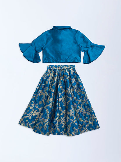 Utsa Kids Blue Sequin Embellished Ethnic Set - (2-8yrs)