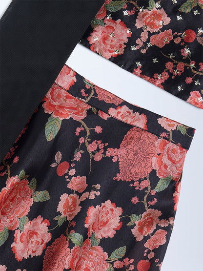 Utsa Kids Black Floral Embroidered Ethnic Set - (2-8yrs)