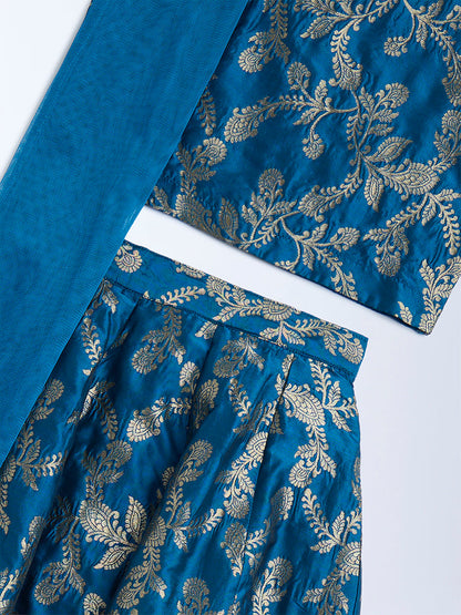 Utsa Kids Blue Embroidered Ethnic Set - (8-14yrs)