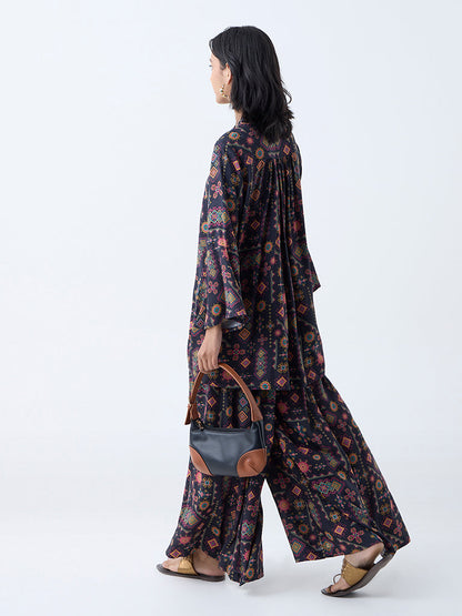Utsa Black Tribal-Inspired Tunic