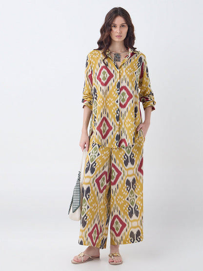 Utsa Mustard Ikat Design Tunic