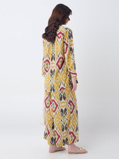 Utsa Mustard Ikat Design Tunic