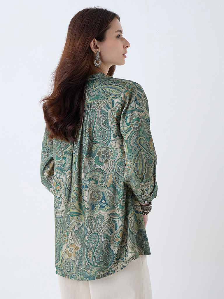 Utsa Dark Green Printed Tunic