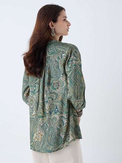 Utsa Dark Green Printed Tunic
