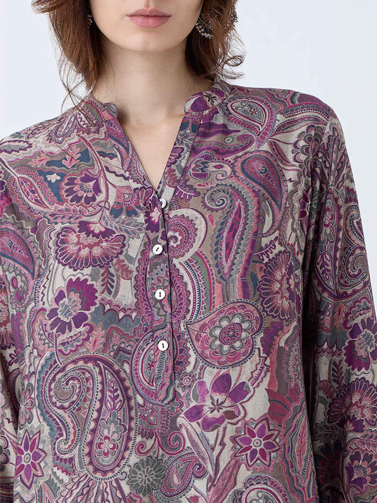 Utsa Purple Printed Tunic