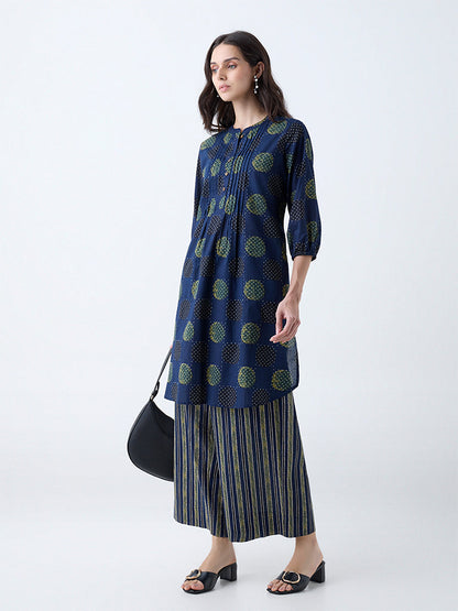 Utsa Navy Stripes Cotton Palazzos