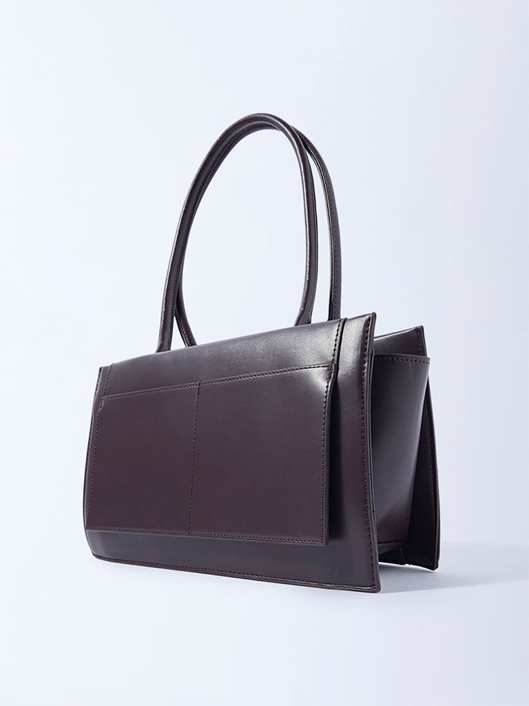 Westside Brown Solid Rectangular Shoulder Bag