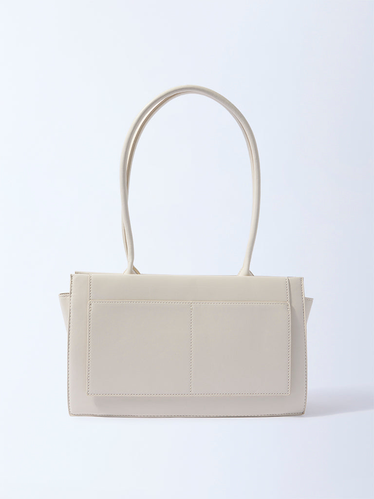 Westside Off-White Solid Rectangular Shoulder Bag