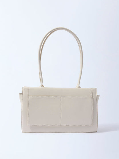 Westside Off-White Solid Rectangular Shoulder Bag