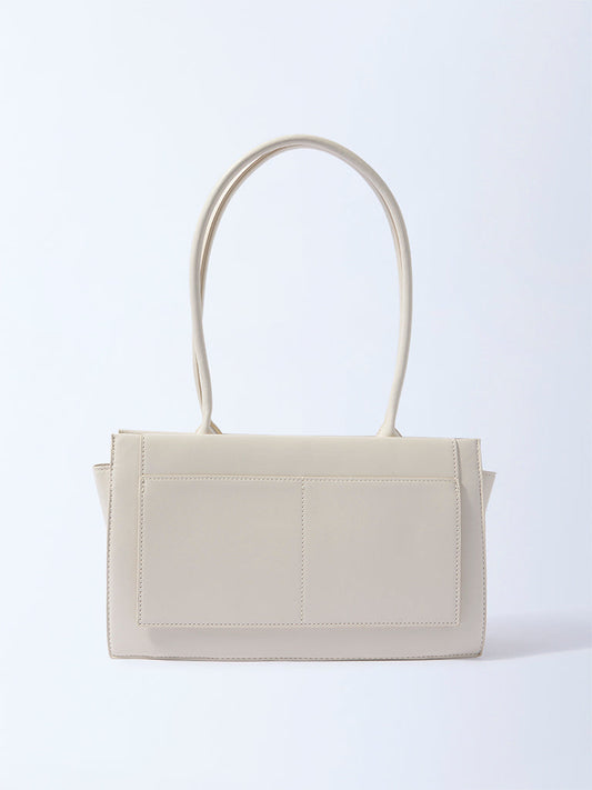 Westside Off-White Solid Rectangular Shoulder Bag