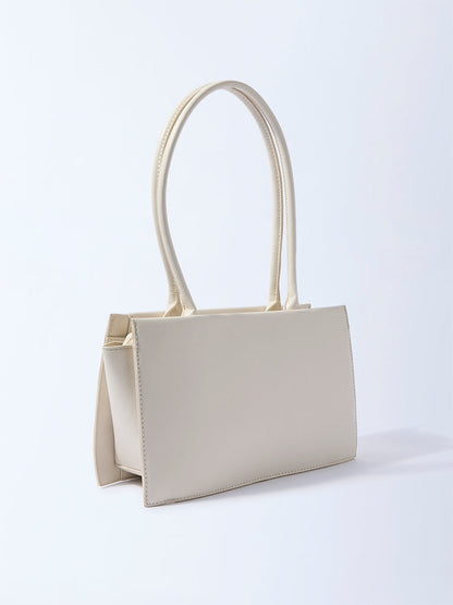 Westside Off-White Solid Rectangular Shoulder Bag