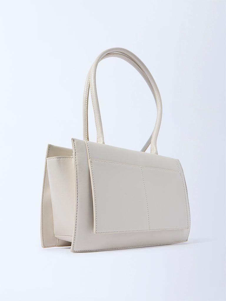 Westside Off-White Solid Rectangular Shoulder Bag