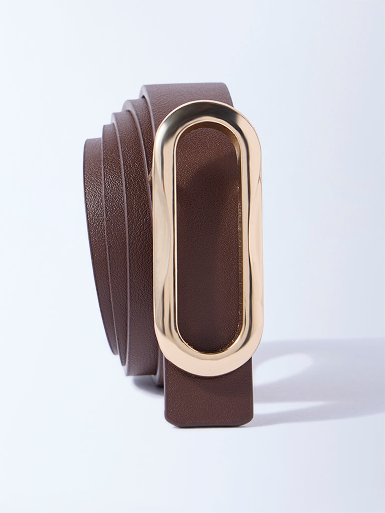 Westside Accessories Brown Oval Buckle Belt