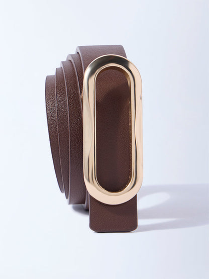 Westside Accessories Brown Oval Buckle Belt
