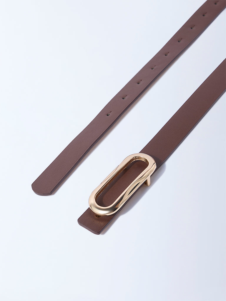 Westside Accessories Brown Oval Buckle Belt