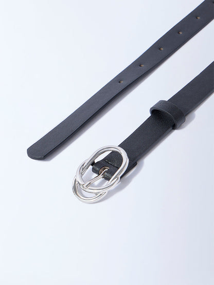 Westside Accessories Black Oval-Twisted Buckle Belt