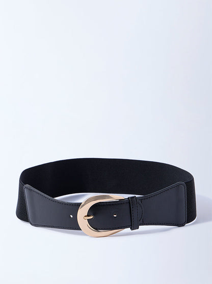 Westside Accessories Black Round Buckle Wide Belt