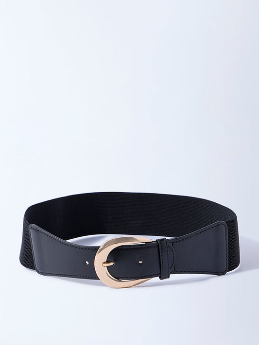 Westside Accessories Black Round Buckle Wide Belt