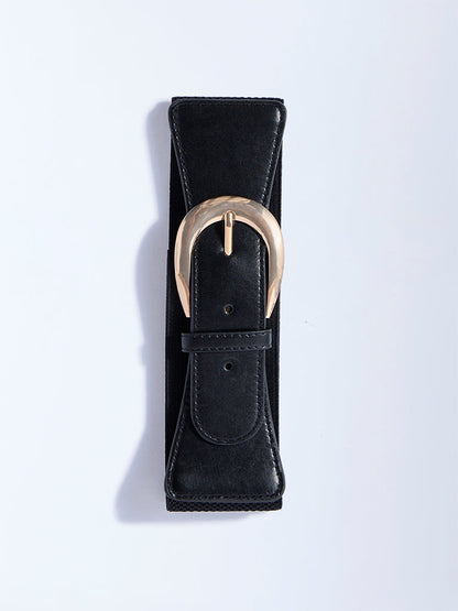 Westside Accessories Black Round Buckle Wide Belt