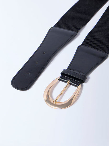 Westside Accessories Black Round Buckle Wide Belt