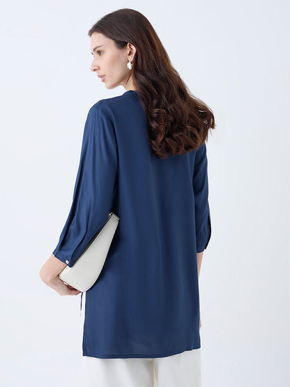 Utsa Indigo Paisley Embroidered Tunic