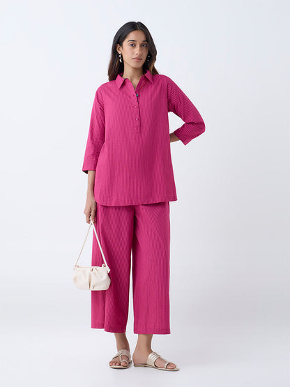 Utsa Fuchsia Striped Cotton Tunic