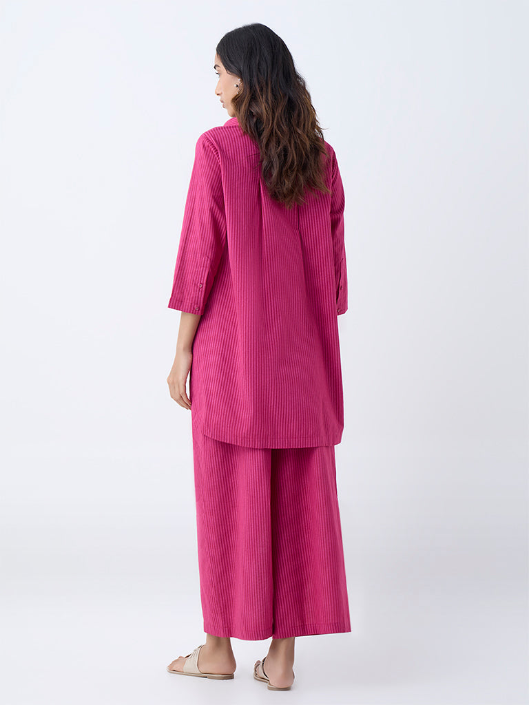 Utsa Fuchsia Striped Cotton Tunic