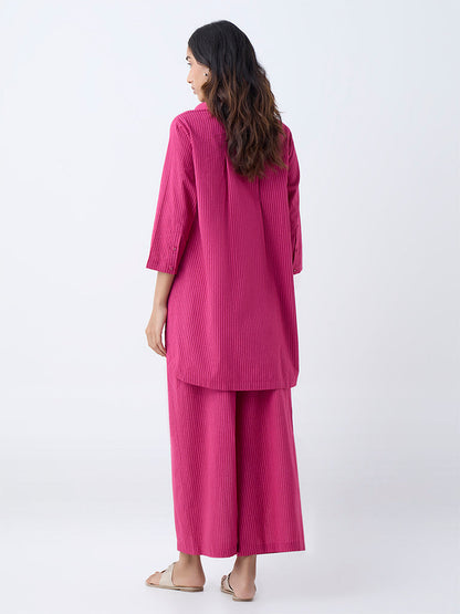 Utsa Fuchsia Striped Cotton Tunic
