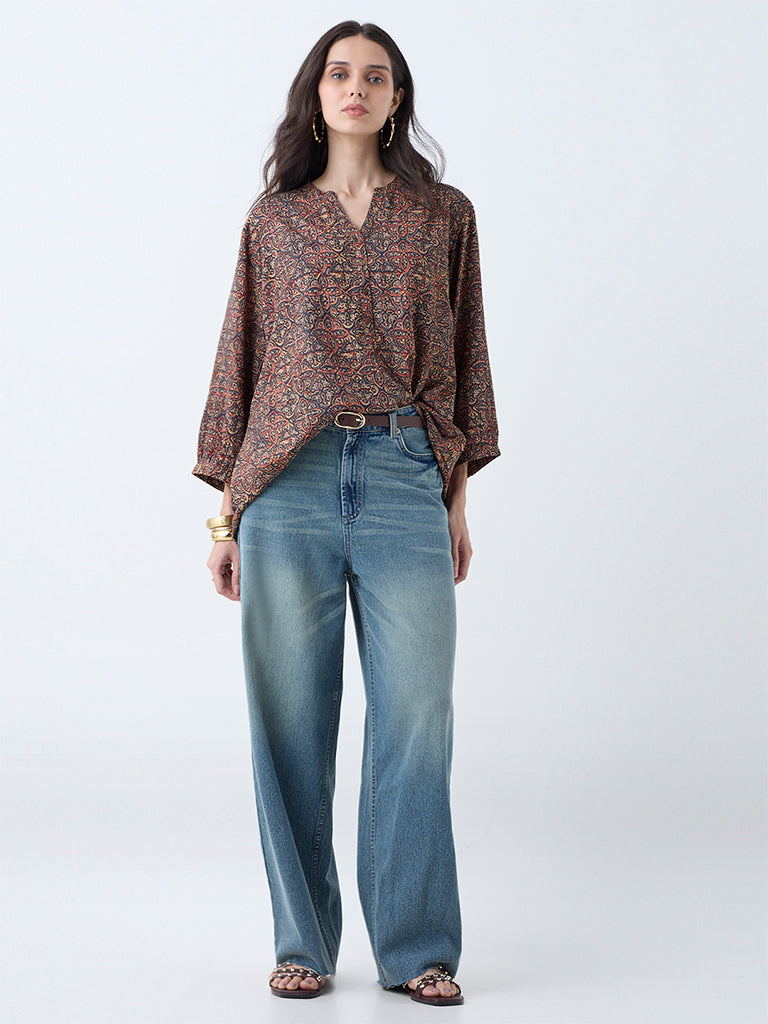 Utsa Multicolour Foliage Pattern Tunic