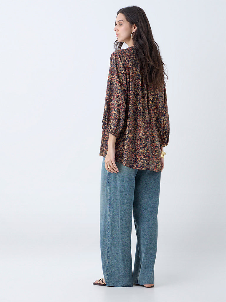Utsa Multicolour Foliage Pattern Tunic