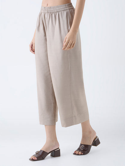 Zuba Light Brown Solid Pants
