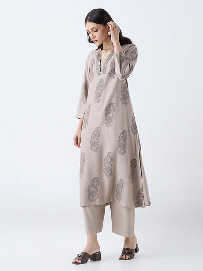 Zuba Light Brown Solid Pants