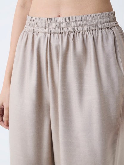 Zuba Light Brown Solid Pants
