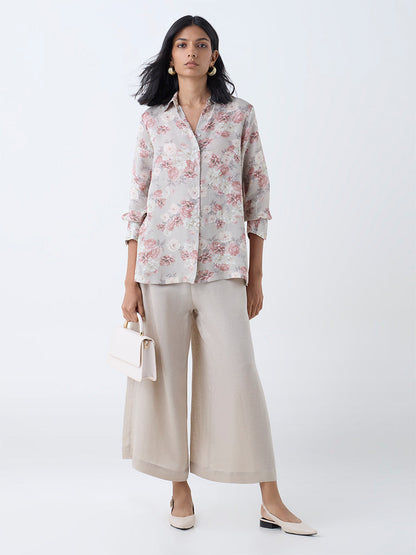 Zuba Taupe Solid Palazzos