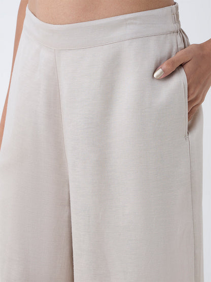 Zuba Taupe Solid Palazzos