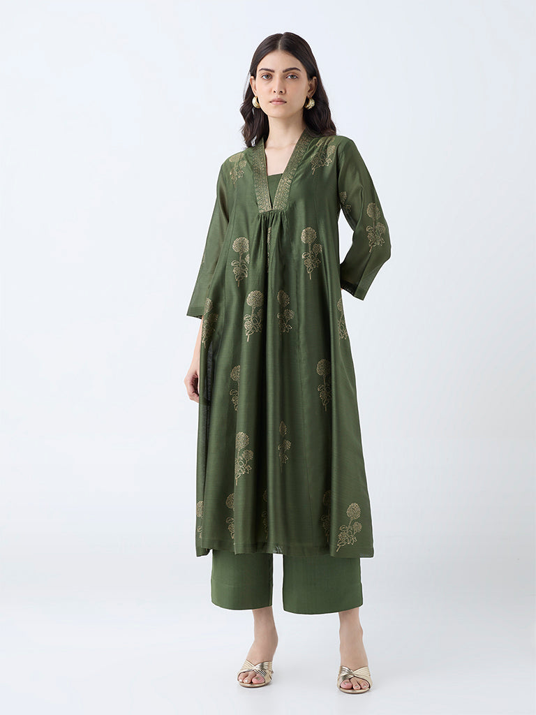 Zuba Olive Solid Pants