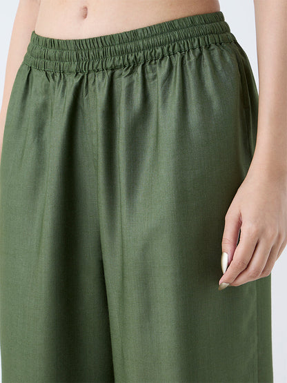 Zuba Olive Solid Pants